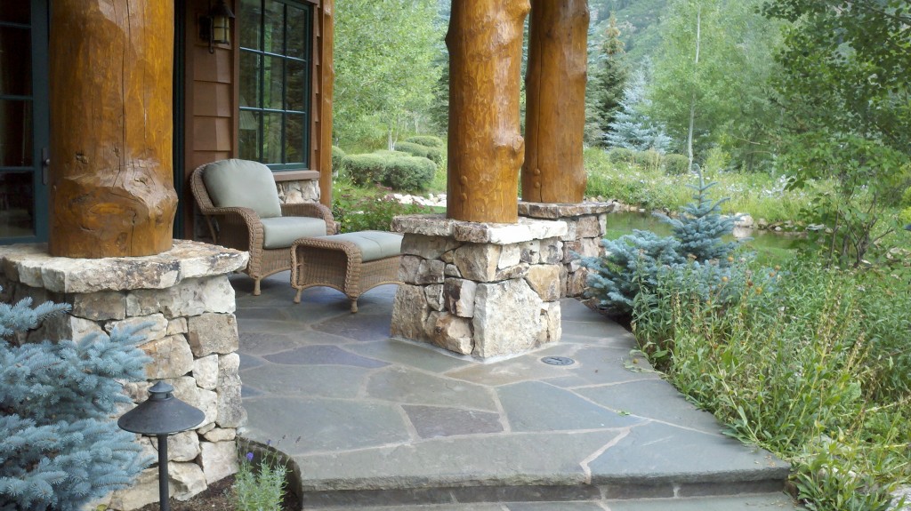 Flagstone mortar set on concrete