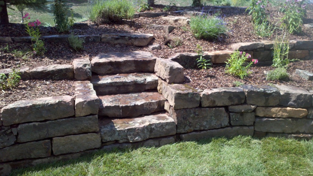 Rustic stone steps and walls